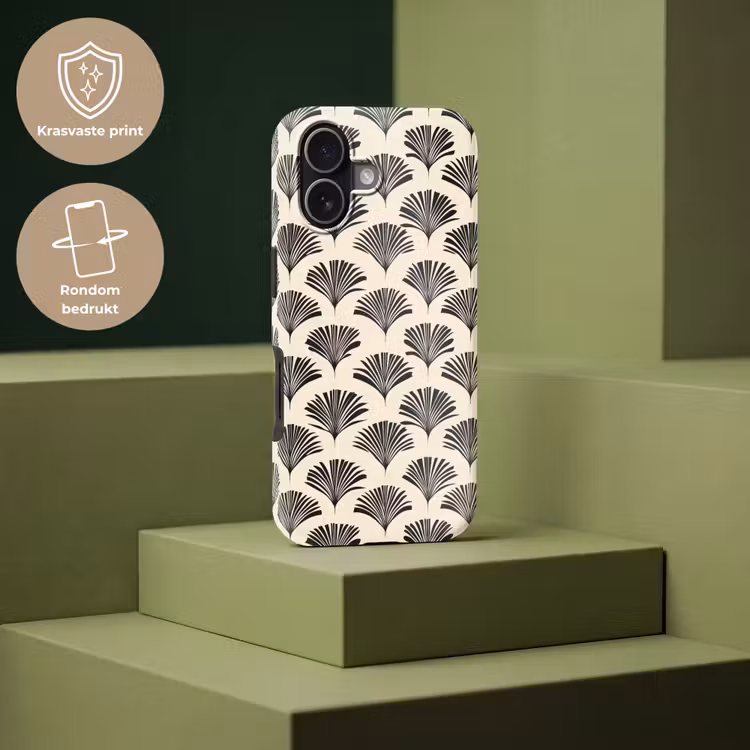 Waaiers - Botanisch - Zwart - Beige Toughcase MagSafe Apple iPhone 17 klein 1017 -USP_PrintM_NL