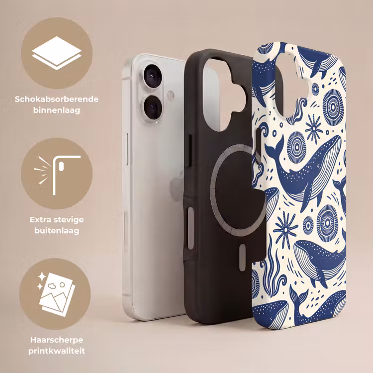 Walvis - Onderwater - Dieren - Abstract - Blauw Toughcase MagSafe Apple iPhone 17 klein -USP_Lagen_NL