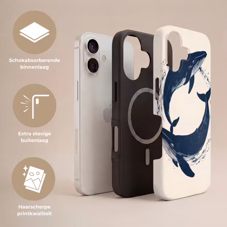 Walvissen - Spetters - Cirkel - Donkerblauw Toughcase MagSafe Apple iPhone 17 klein -USP_Lagen_NL