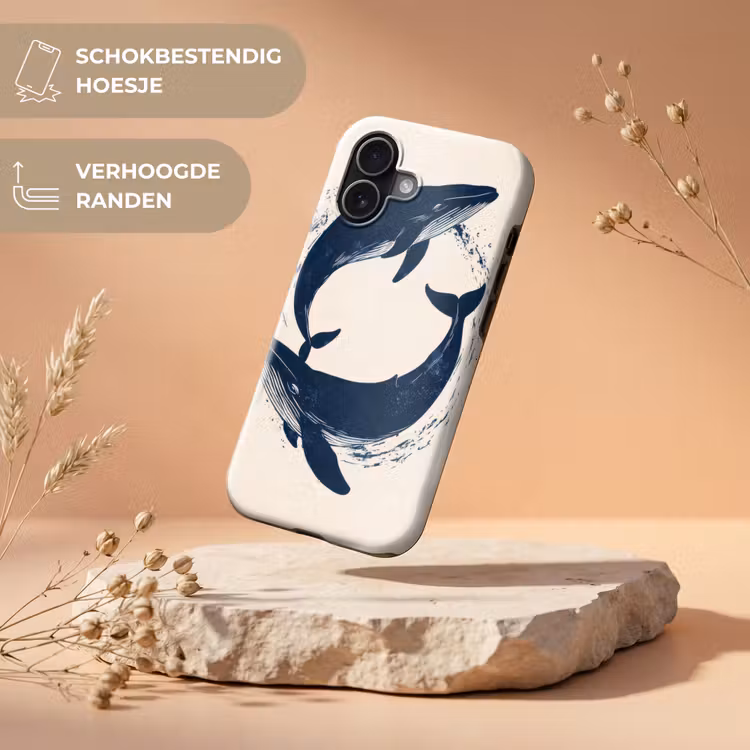 Walvissen - Spetters - Cirkel - Donkerblauw Toughcase MagSafe Apple iPhone 17 klein -USP_RandenV_NL