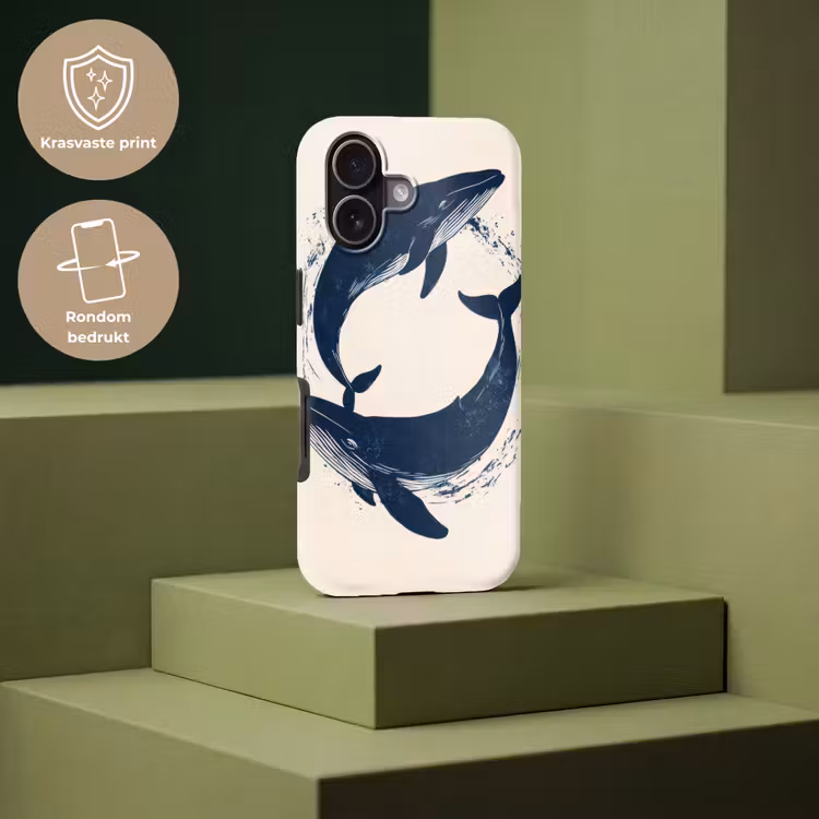 Walvissen - Spetters - Cirkel - Donkerblauw Toughcase MagSafe Apple iPhone 17 klein -USP_PrintM_NL