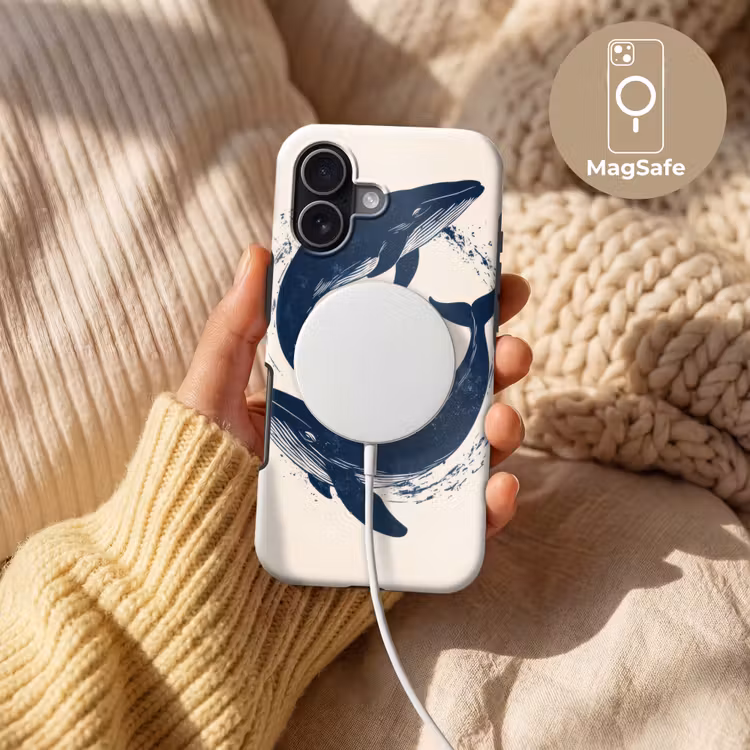 Walvissen - Spetters - Cirkel - Donkerblauw Toughcase MagSafe Apple iPhone 17 klein -USP_MagsafeV