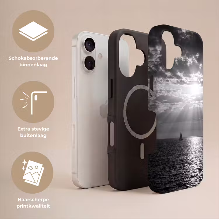 Water - Boot - Lucht - Natuur - Zwart-wit Toughcase MagSafe Apple iPhone 17 klein -USP_Lagen_NL