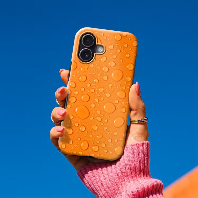 Water - Druppels - Oranje Toughcase MagSafe Apple iPhone 17 klein -Sfeer1V