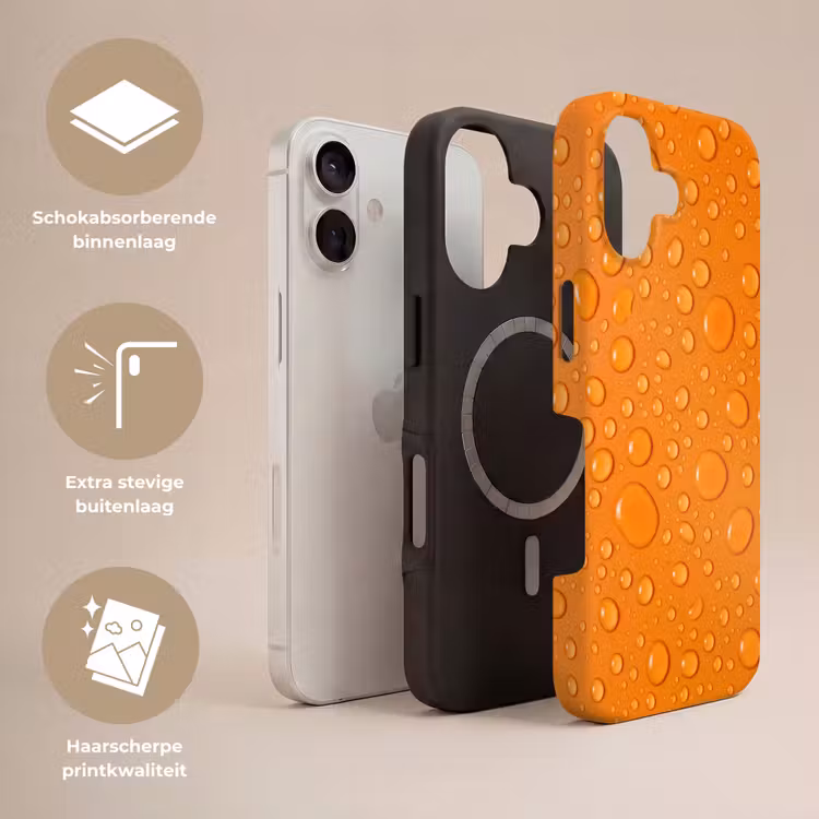 Water - Druppels - Oranje Toughcase MagSafe Apple iPhone 17 klein -USP_Lagen_NL