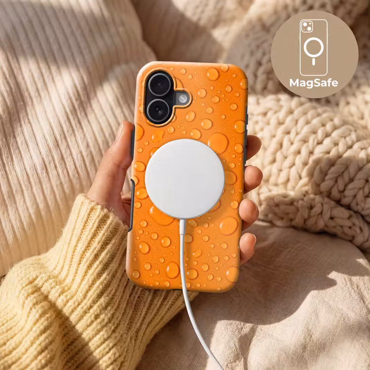 Water - Druppels - Oranje Toughcase MagSafe Apple iPhone 17 klein -USP_MagsafeV