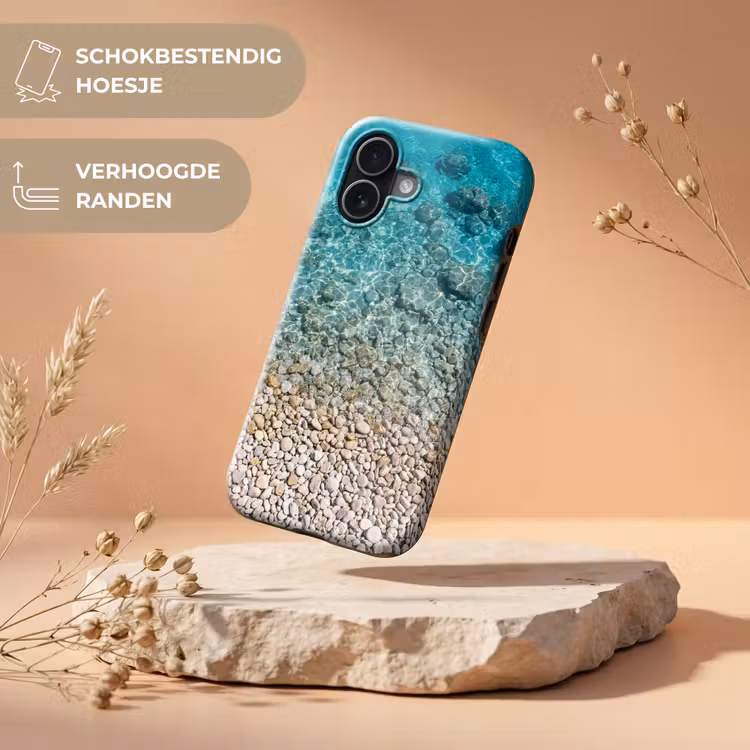 Water - Kiezels - Natuur - Levendig - Turkoois Toughcase MagSafe Apple iPhone 17 klein -USP_RandenV_NL