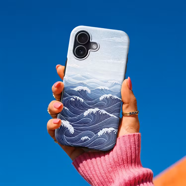 Water - Mozaïek - Landschap - Modern - Blauw Toughcase MagSafe Apple iPhone 17 klein -Sfeer1V