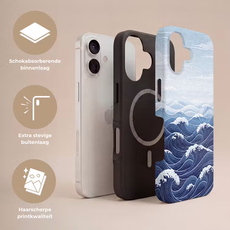 Water - Mozaïek - Landschap - Modern - Blauw Toughcase MagSafe Apple iPhone 17 klein -USP_Lagen_NL