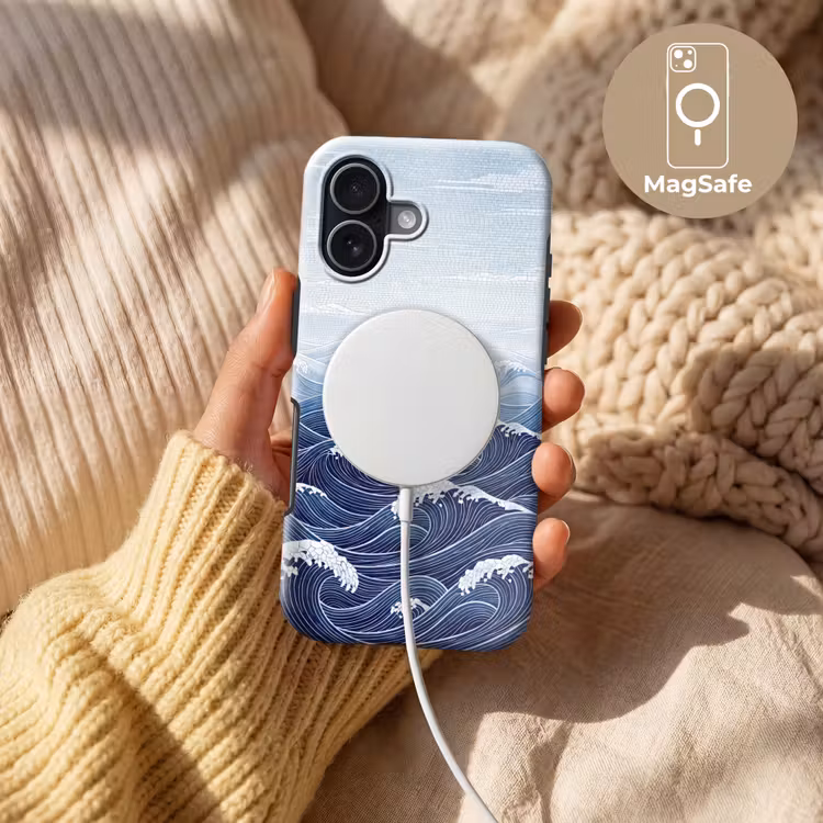 Water - Mozaïek - Landschap - Modern - Blauw Toughcase MagSafe Apple iPhone 17 klein -USP_MagsafeV