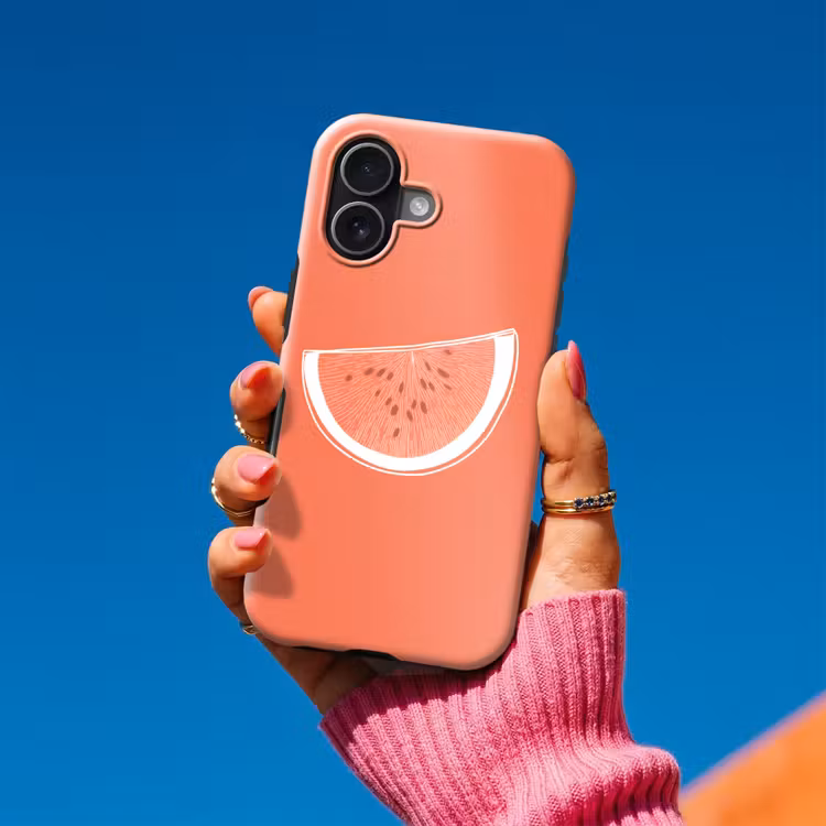 Watermeloen - Lijnen - Koraalrood Toughcase MagSafe Apple iPhone 17 klein -Sfeer1V