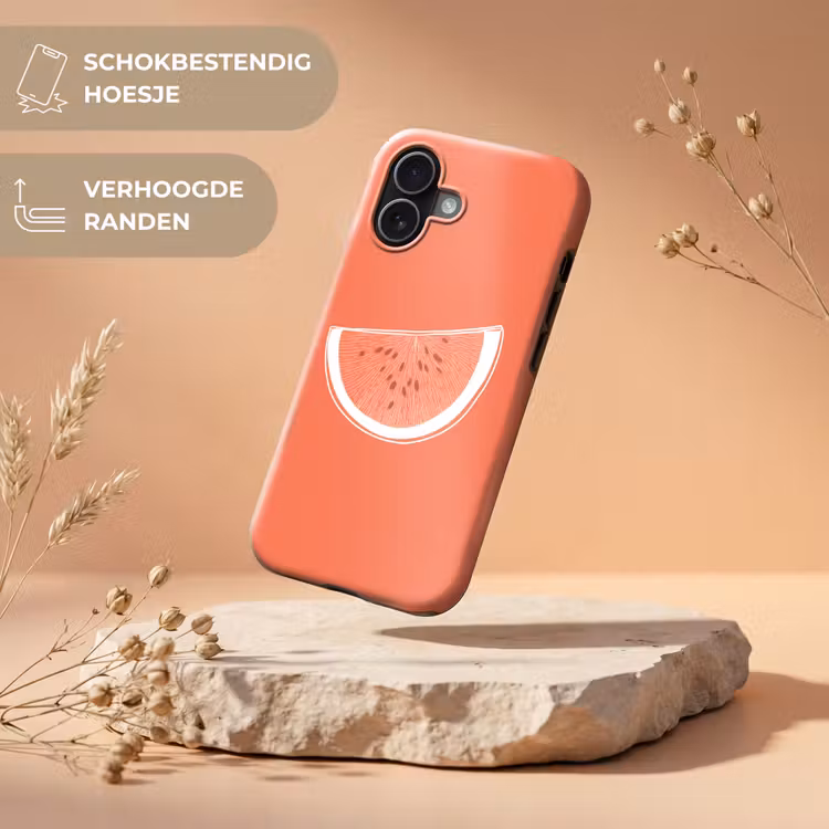 Watermeloen - Lijnen - Koraalrood Toughcase MagSafe Apple iPhone 17 klein -USP_RandenV_NL