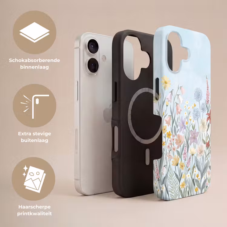 Weidebloemen - Illustratie - Kleurrijk Toughcase MagSafe Apple iPhone 17 klein -USP_Lagen_NL