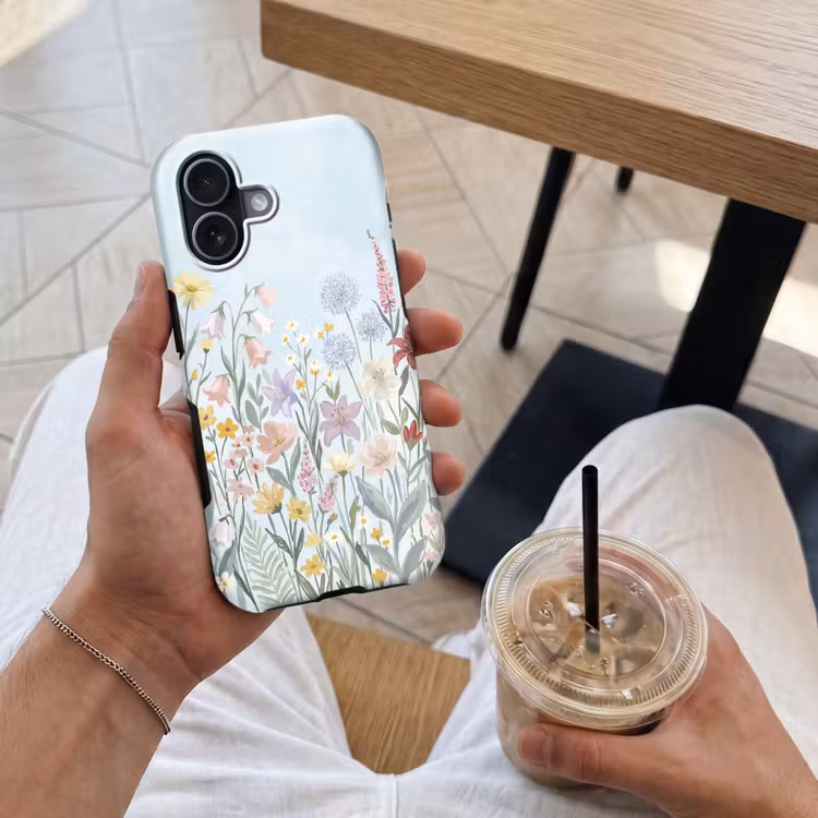 Weidebloemen - Illustratie - Kleurrijk Toughcase MagSafe Apple iPhone 17 klein -Sfeer1M