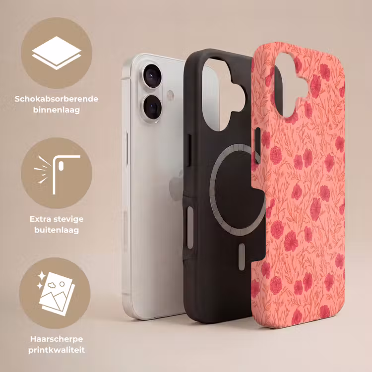 Weidebloemen - Romantisch - Roze Toughcase MagSafe Apple iPhone 17 klein 1017 -USP_Lagen_NL