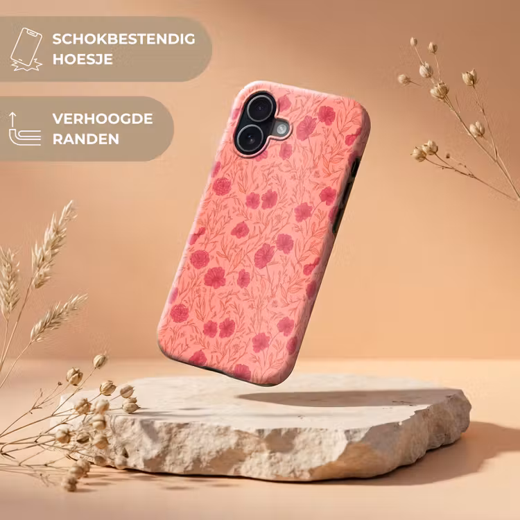 Weidebloemen - Romantisch - Roze Toughcase MagSafe Apple iPhone 17 klein 1017 -USP_RandenV_NL