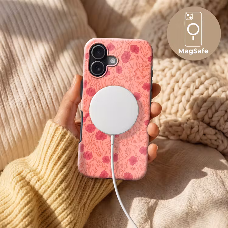 Weidebloemen - Romantisch - Roze Toughcase MagSafe Apple iPhone 17 klein 1017 -USP_MagsafeV