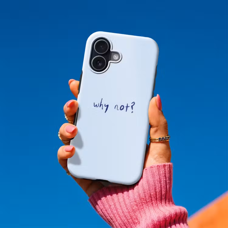Why not - Blauw - Donker blauw - Quote Toughcase MagSafe Apple iPhone 17 klein -Sfeer1V