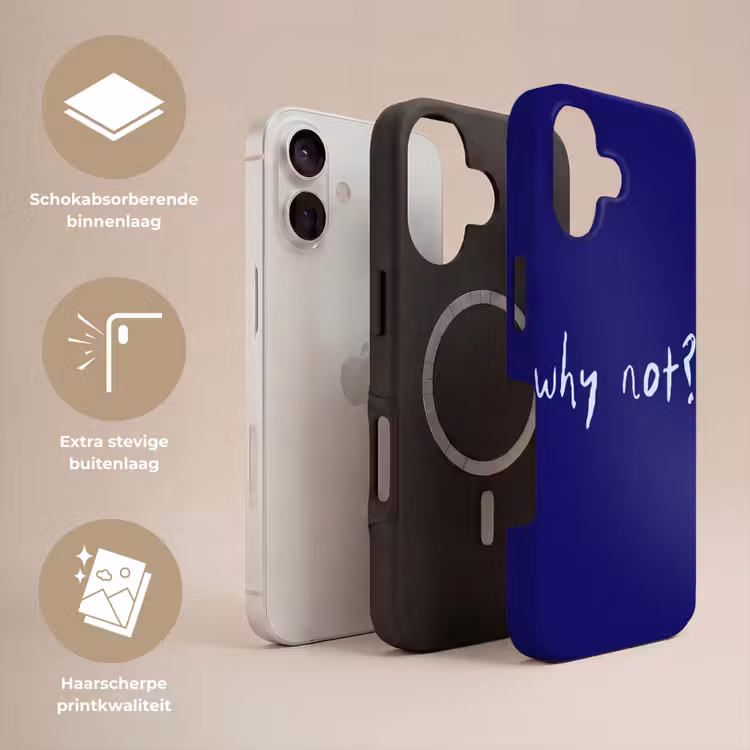 Why not - Blauw - Handgeschreven Toughcase MagSafe Apple iPhone 17 klein -USP_Lagen_NL