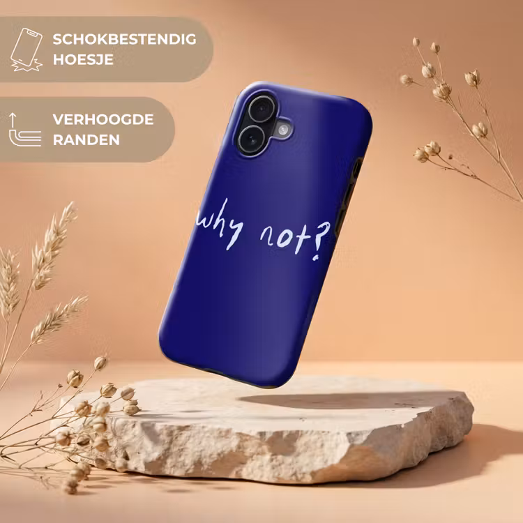 Why not - Blauw - Handgeschreven Toughcase MagSafe Apple iPhone 17 klein -USP_RandenV_NL