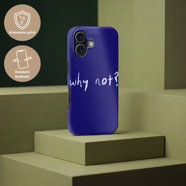 Why not - Blauw - Handgeschreven Toughcase MagSafe Apple iPhone 17 klein -USP_PrintM_NL