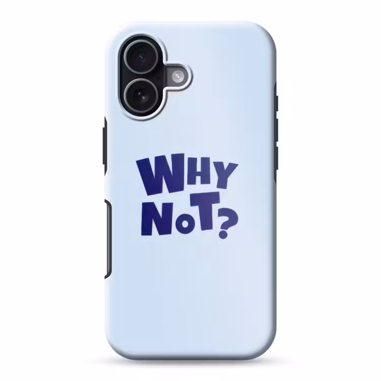 Why not - Blauw - Licht blauw - Quote Toughcase MagSafe Apple iPhone 17 klein -3d