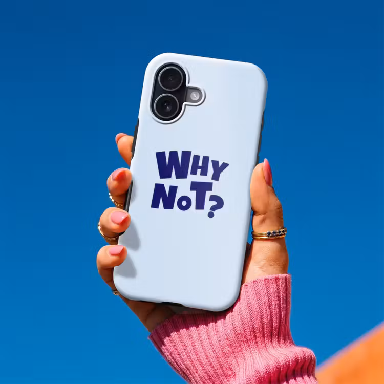 Why not - Blauw - Licht blauw - Quote Toughcase MagSafe Apple iPhone 17 klein -Sfeer1V