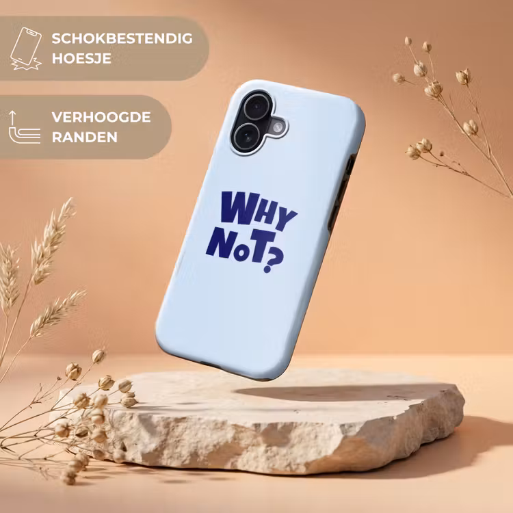 Why not - Blauw - Licht blauw - Quote Toughcase MagSafe Apple iPhone 17 klein -USP_RandenV_NL