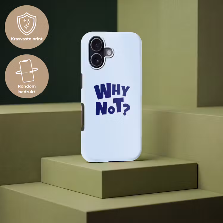 Why not - Blauw - Licht blauw - Quote Toughcase MagSafe Apple iPhone 17 klein -USP_PrintM_NL