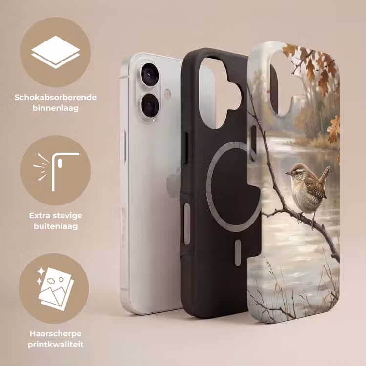 Winterkoninkje - Tak - Rivier - Natuur - Sfeervol Toughcase MagSafe Apple iPhone 17 klein -USP_Lagen_NL