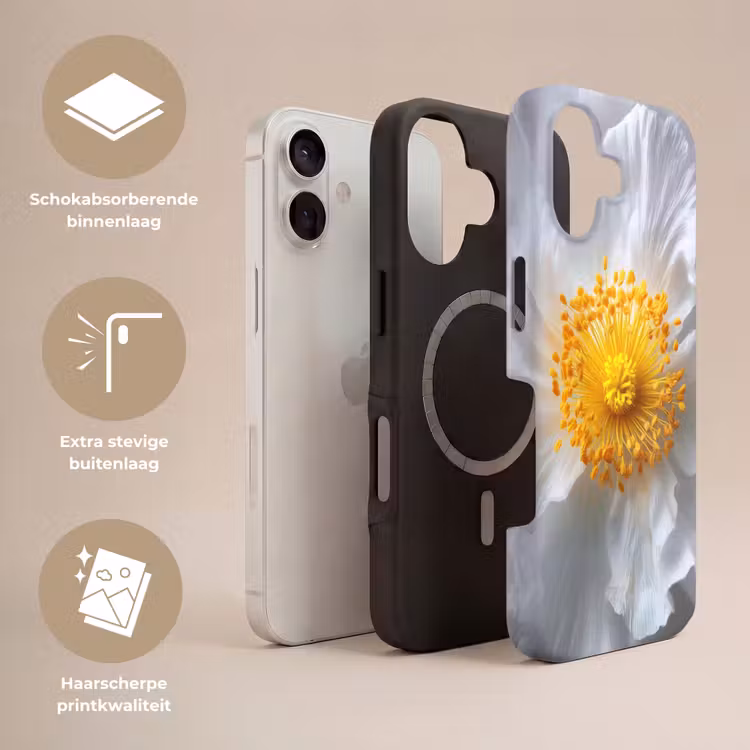 Wit - Bloem - Elegant Toughcase MagSafe Apple iPhone 17 klein -USP_Lagen_NL
