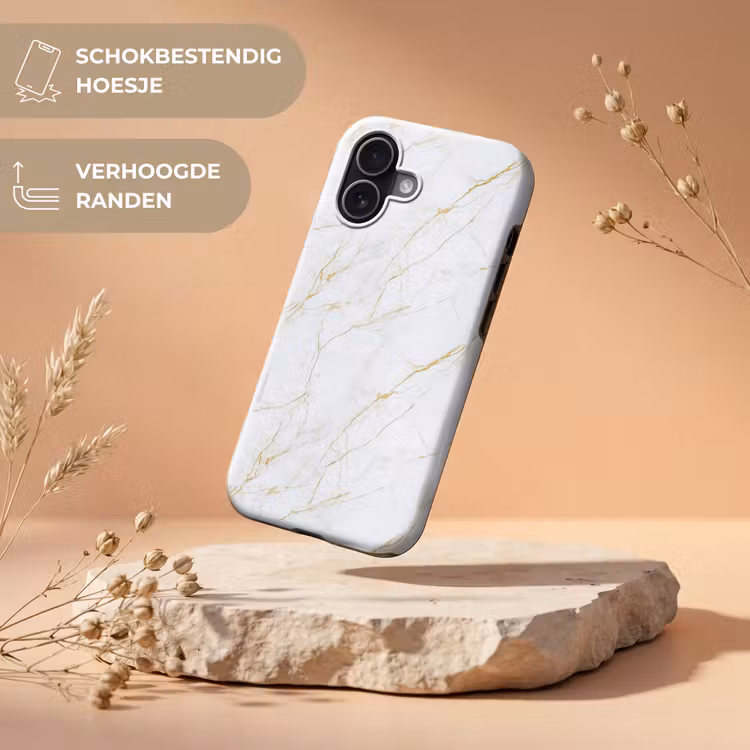 Wit - Marmer - Goud - Luxueus Toughcase MagSafe Apple iPhone 17 klein 1017 -USP_RandenV_NL