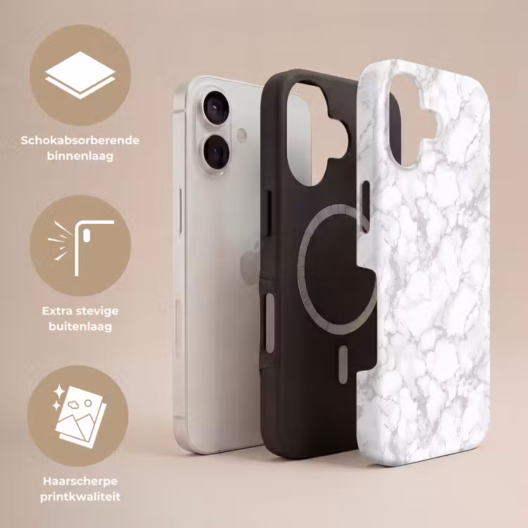 Wit - Marmer - Grijs Toughcase MagSafe Apple iPhone 17 klein 1017 -USP_Lagen_NL