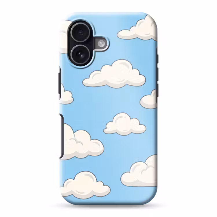 Wolk - Cartoon - Lucht - Blauw - Wit Toughcase MagSafe Apple iPhone 17 klein -3d