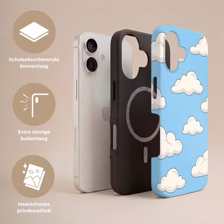 Wolk - Cartoon - Lucht - Blauw - Wit Toughcase MagSafe Apple iPhone 17 klein -USP_Lagen_NL