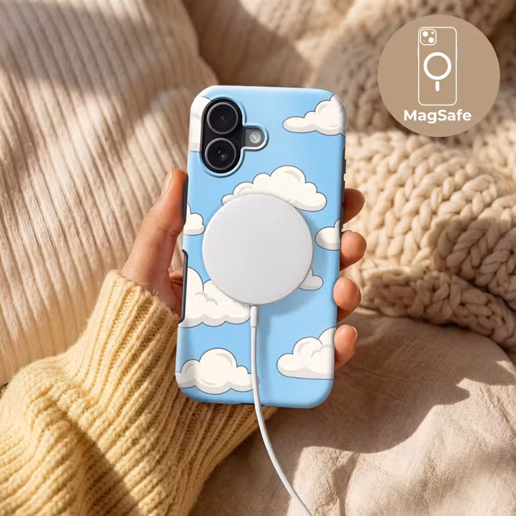 Wolk - Cartoon - Lucht - Blauw - Wit Toughcase MagSafe Apple iPhone 17 klein -USP_MagsafeV