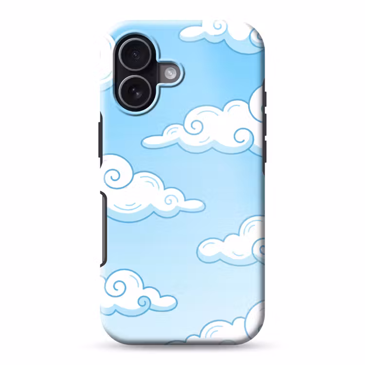 Wolk - Lucht - Cartoon - Blauw - Wit Toughcase MagSafe Apple iPhone 17 klein -3d