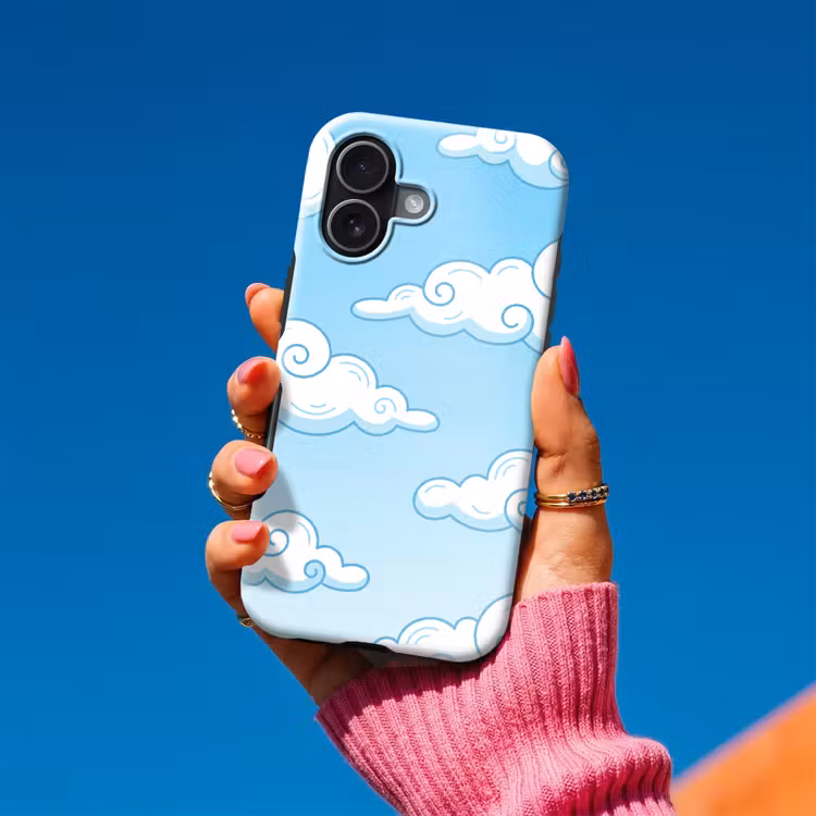 Wolk - Lucht - Cartoon - Blauw - Wit Toughcase MagSafe Apple iPhone 17 klein -Sfeer1V