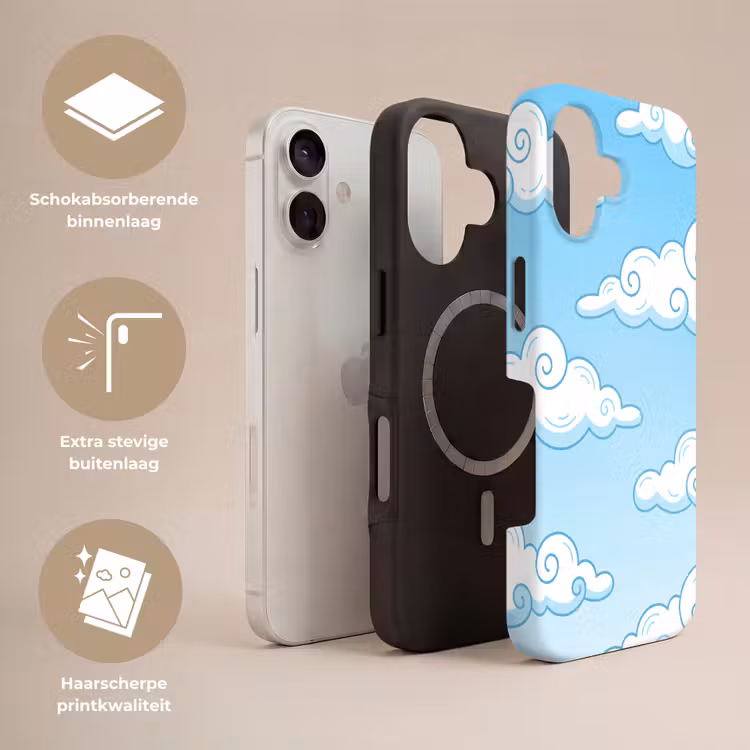 Wolk - Lucht - Cartoon - Blauw - Wit Toughcase MagSafe Apple iPhone 17 klein -USP_Lagen_NL