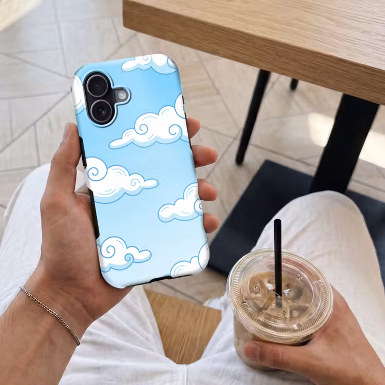 Wolk - Lucht - Cartoon - Blauw - Wit Toughcase MagSafe Apple iPhone 17 klein -Sfeer1M