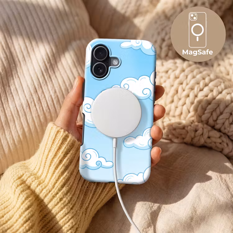 Wolk - Lucht - Cartoon - Blauw - Wit Toughcase MagSafe Apple iPhone 17 klein -USP_MagsafeV