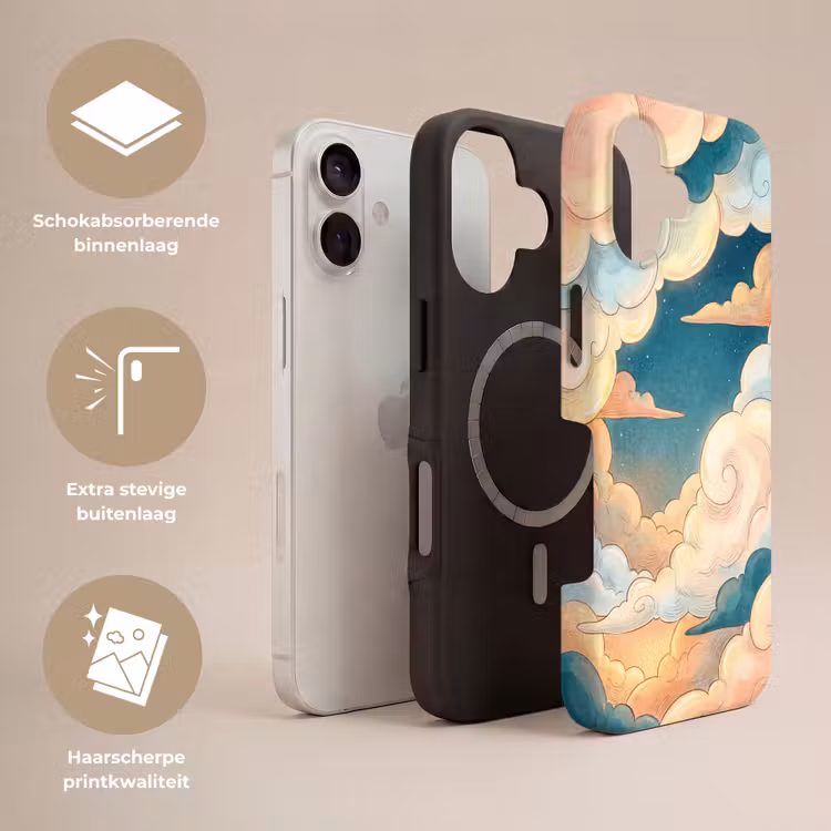 Wolk - Lucht - Natuur - Illustratief - Oranje Toughcase MagSafe Apple iPhone 17 klein -USP_Lagen_NL