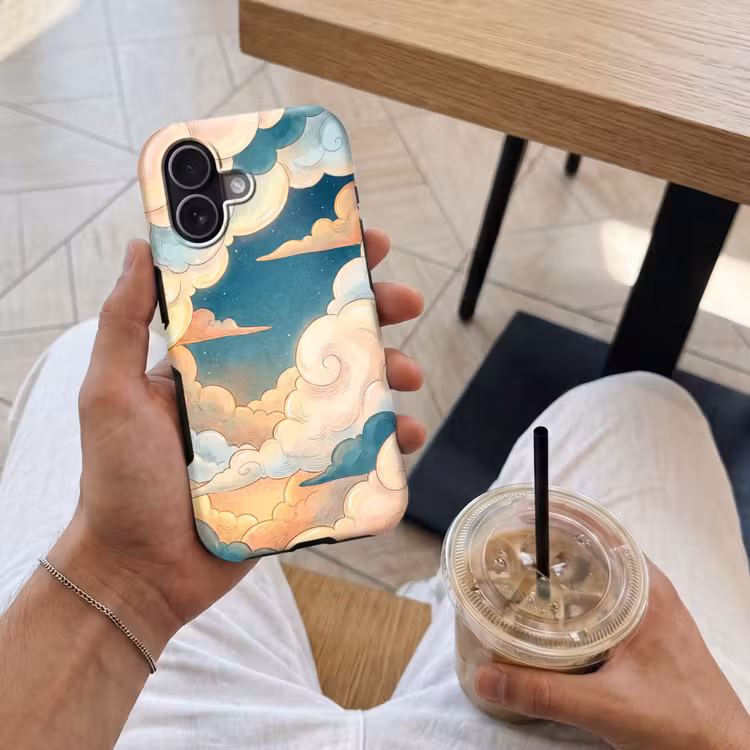 Wolk - Lucht - Natuur - Illustratief - Oranje Toughcase MagSafe Apple iPhone 17 klein -Sfeer1M