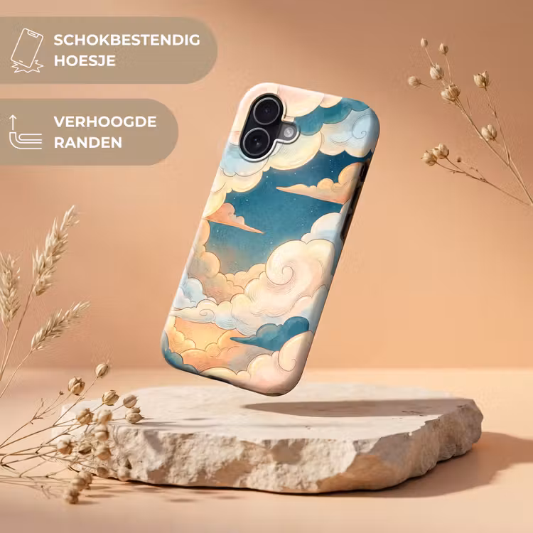 Wolk - Lucht - Natuur - Illustratief - Oranje Toughcase MagSafe Apple iPhone 17 klein -USP_RandenV_NL