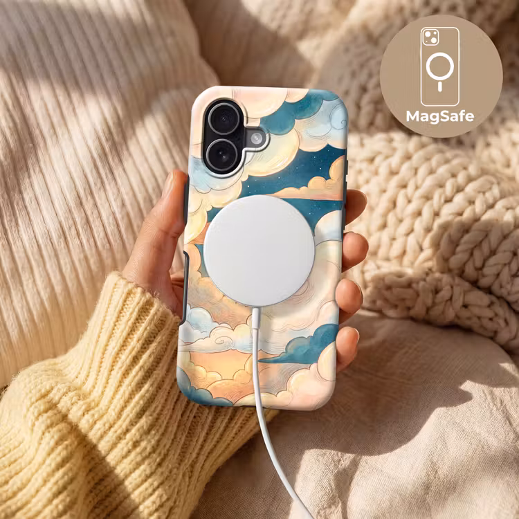 Wolk - Lucht - Natuur - Illustratief - Oranje Toughcase MagSafe Apple iPhone 17 klein -USP_MagsafeV