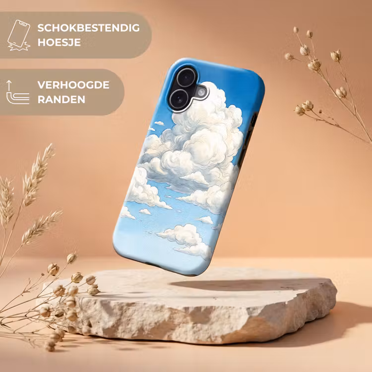 Wolken - Blauwe lucht - Natuur - Modern - Wit Toughcase MagSafe Apple iPhone 17 klein -USP_RandenV_NL