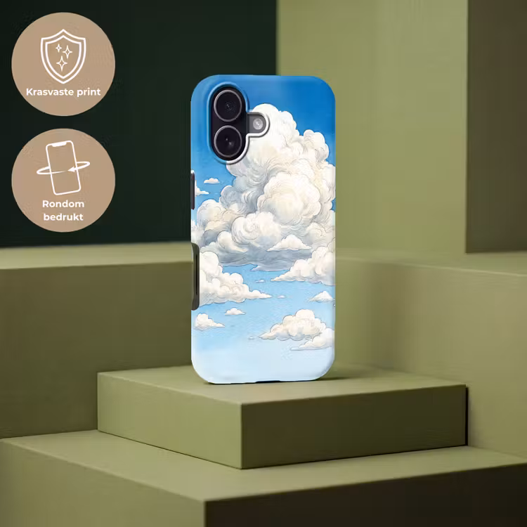 Wolken - Blauwe lucht - Natuur - Modern - Wit Toughcase MagSafe Apple iPhone 17 klein -USP_PrintM_NL