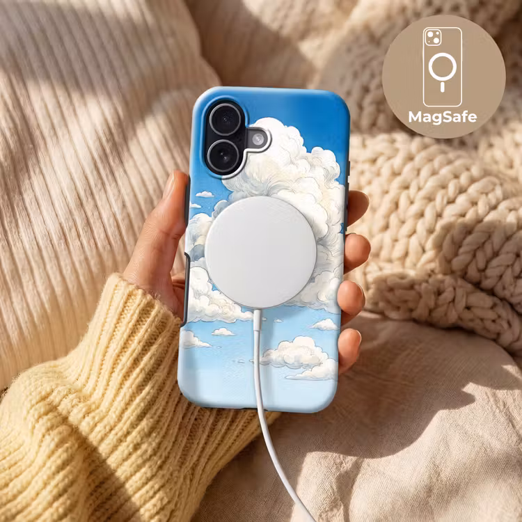 Wolken - Blauwe lucht - Natuur - Modern - Wit Toughcase MagSafe Apple iPhone 17 klein -USP_MagsafeV
