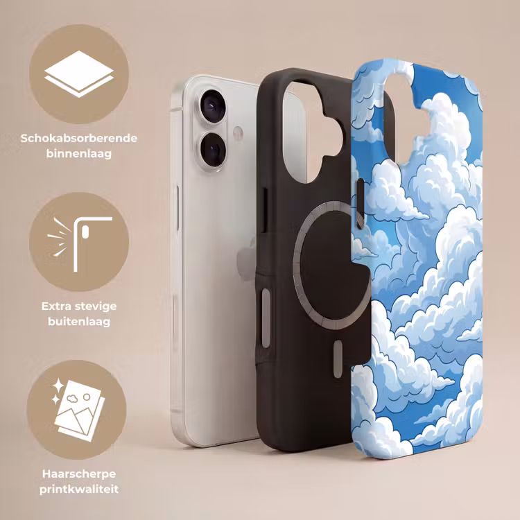 Wolken - Hemel - Abstract - Wit Toughcase MagSafe Apple iPhone 17 klein -USP_Lagen_NL