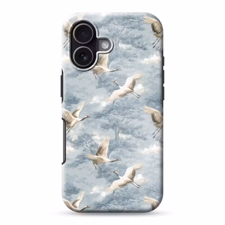 Wolken - Kraanvogels - Blauw Toughcase MagSafe Apple iPhone 17 klein 1017 -3d
